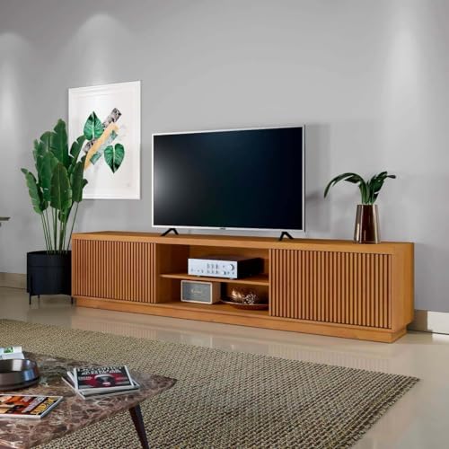 Rack para Tv de Até 75 Polegadas Ripado 2 Portas Valencia Mavaular Naturalle