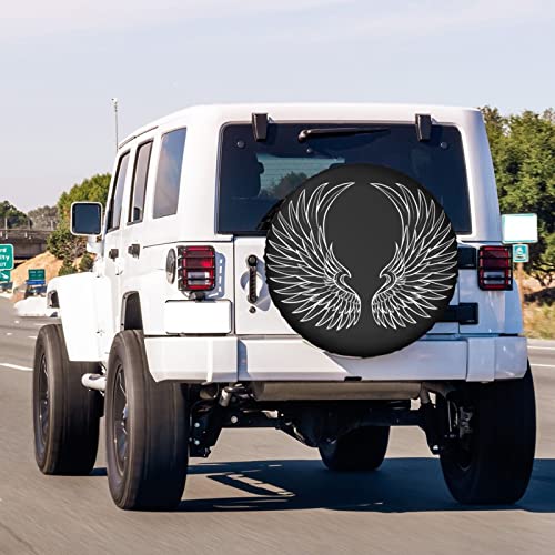 Image of Angel Wings Spare Tire Cover Dust-Proof Wheel Tire Cover Fit Trailer, RV, SUV and Many Vehicle 15 Inch