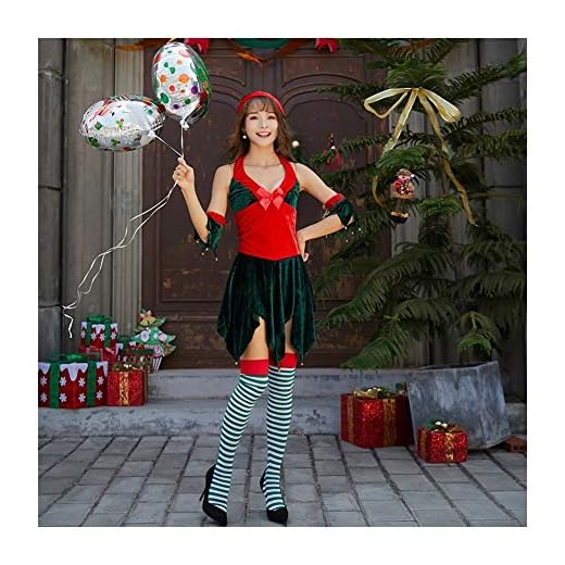 VDGHA Niñas Señorita Vestido del traje del duende de Santa - Deluxe mujeres señora Claus Capa de Navidad del día de fiesta del Cabo Polo Norte de Cosplay de las mujeres Novedad Patinaje Artístico Ball