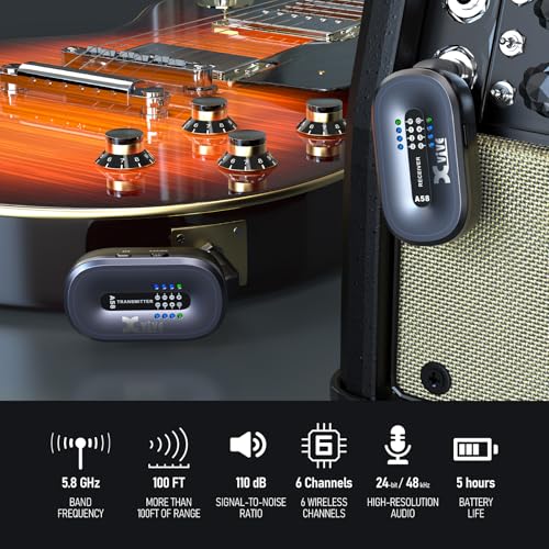 xvive a58 wireless guitar system 58ghz wireless guitar transmitter receiver for active or passive pickup electricacoustic bass guitar