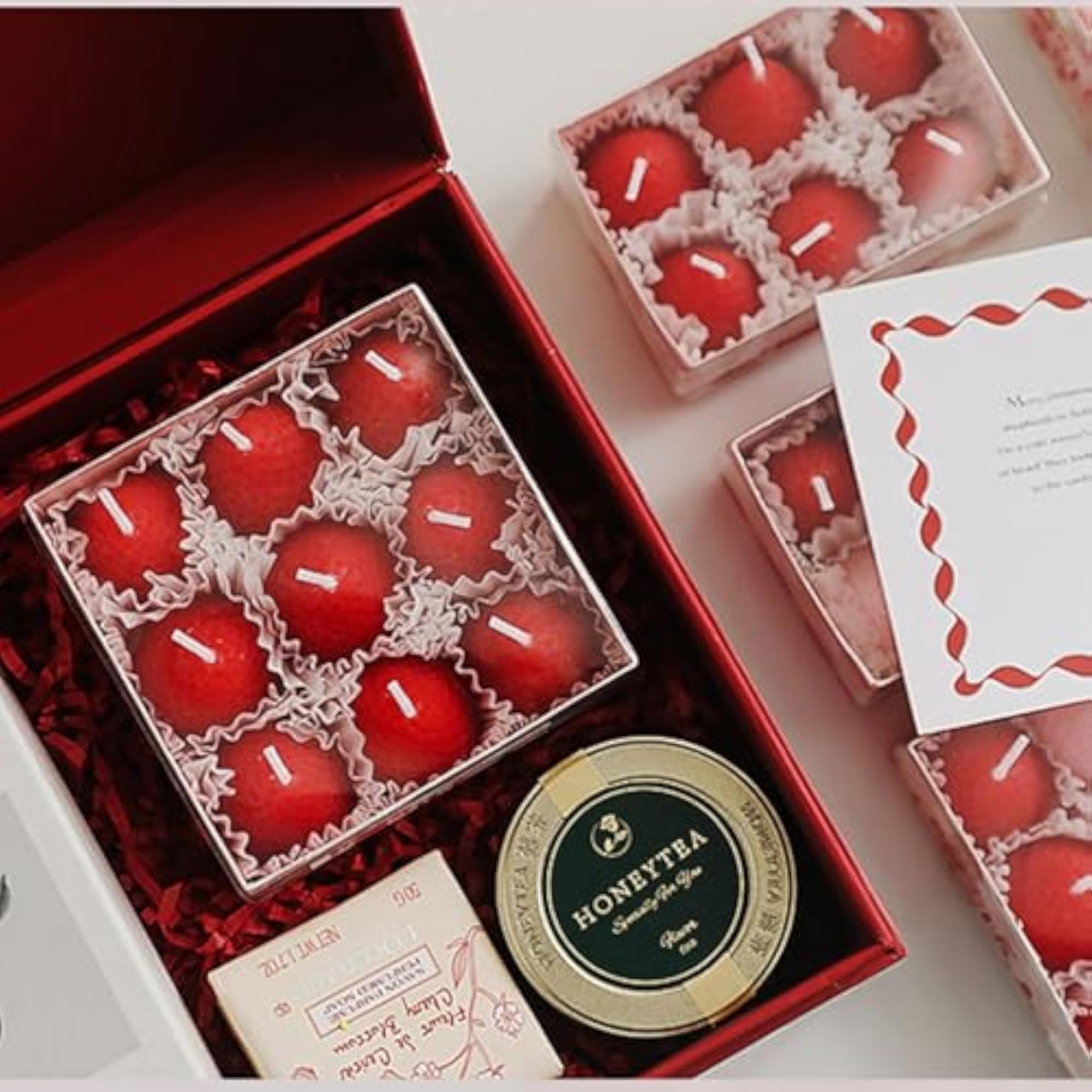 Strawberry Shaped Scented Candle, 9 Pcs Mini Soy Wax