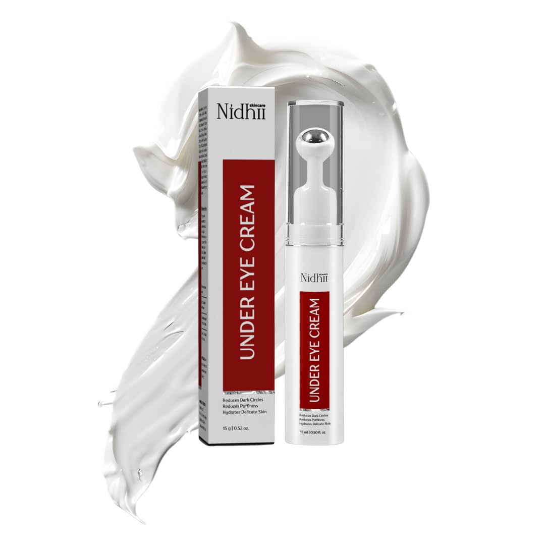 Under Eye Cream for Dark Circles, Puffiness & Fine Lines | With Caffeine, Alpha Arbutin & Ceramides | Hydrating Eye Gel for Women & Men | 15gm