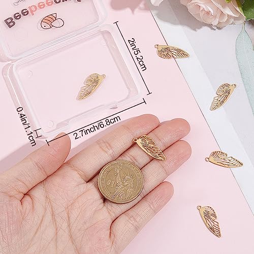 Beebeecraft 1 Box 8Pcs Butterfly Wing Charms 24K Gold Plated Insect Flying Wing Pendant Charms Jewellery Making Findings for DIY Bracelet Necklace - Image 3