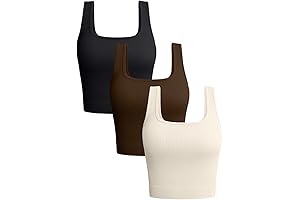 OQQ Women's 3-Piece Cropped Ribbed Tank Tops for Yoga, Exercise, Workout