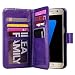 ULAK Galaxy S7 Case, Magnetic Premium PU Leather Flip Wallet Case Stand Folio Cover with Built-in 9 Slots and Wrist Strap for Samsung Galaxy S7 (5.1 inch) 2016 Release (Purple) Will not Fit S7 Edge