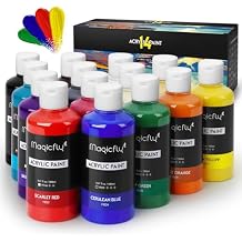 Magicfly Acrylic Paint Set, 14 Vibrant Colors 280ml / 9.47oz Each, Large Bulk Acrylic Paints for Artists & Beginners, Rich Pigment Craft Paint for Canvas, Wood, Ceramic, Fabric