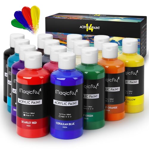 Magicfly Acrylic Paint Set, 14 Rich Pigment Colors 