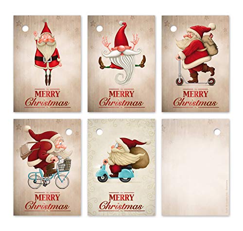 Edition Colibri 25 Geschenkanhänger Weihnachten, 52 x 74 mm / 5 lustige Weihnachtsmann-Motive je 5 St. / Weihnachtsanhänger, Anhänger, Geschenkkarten, Anhängeetiketten, Anhängeschilder (Set 3) Cover