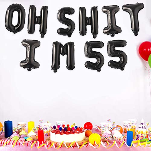 Image of Oh I'm 55! Latex Balloons 16 Inch Black Hallo Twenty Five Cheers to 55 Years Old Theme Decor for Man Woman Happy 55th Birthday Party Photo Studio Prop Flag Decorations Favors Supplies
