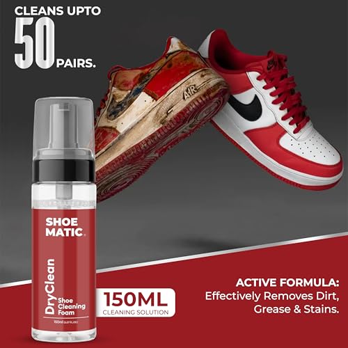 Image of SHOEMATIC Ultimate 5-in-1 Shoe Care Kit | Cleaning Foam (150ml) + Cleaning Hard Brush + 3 Disposable Soft Scrub Sponges + Microfiber Cloth + Shoe Cover
