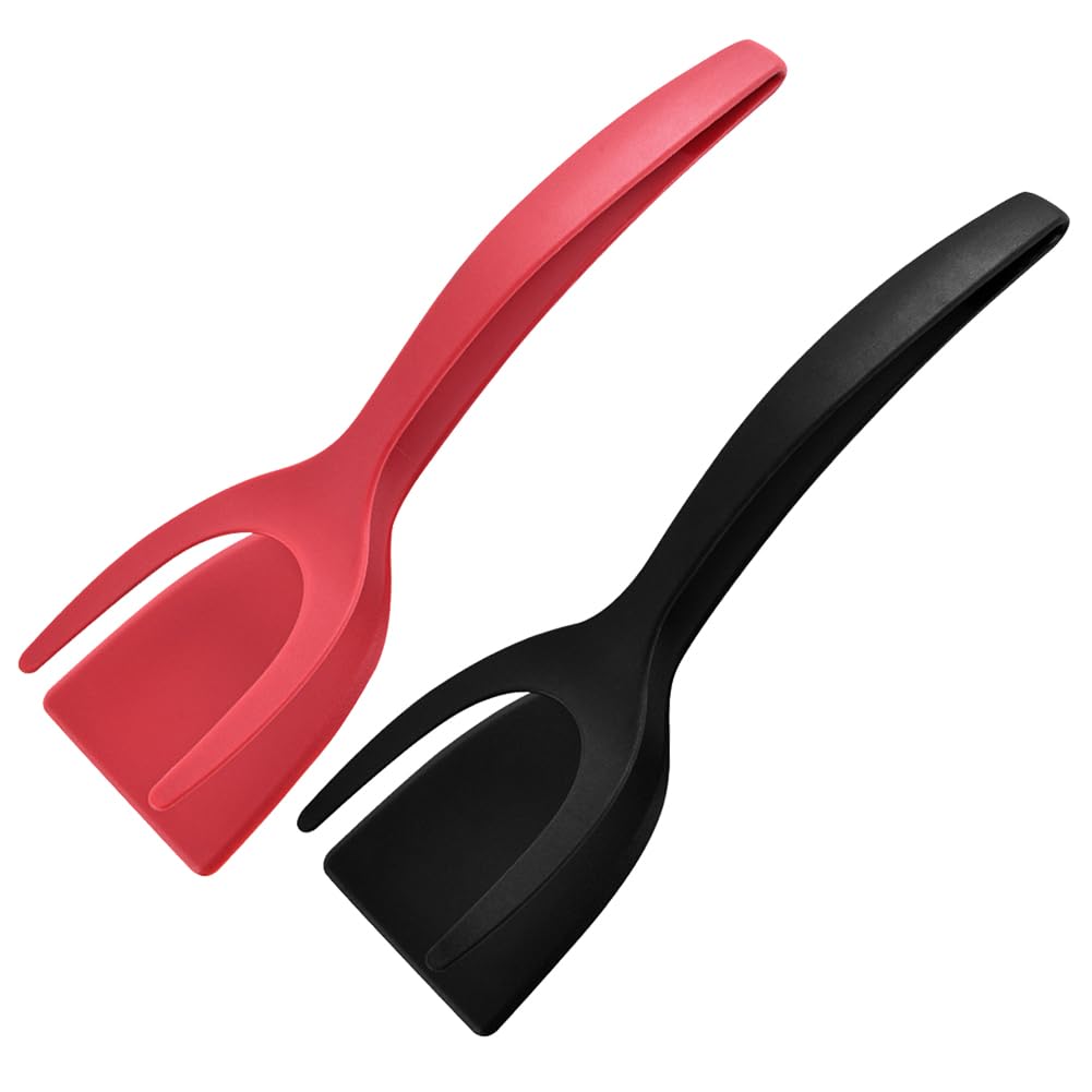 2 in 1 Grip and Flip Spatula Tongs Egg Flipper, 2 in 1 Spatula and Tongs, Fish French Toast Tongs, Silicone Egg Flipper Tool, Non Stick Cooking Spatula for Home Kitchen