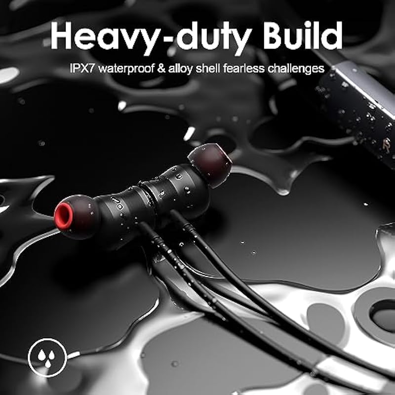 Bluetooth Headphones, 150H Playtime Wireless Bluetooth Earbuds w/Mic in-Ear Magnetic Neckband Earphone, IPX7 Sweatproof Deep Bass Headset for Home, Traveling, Outdoor, Business Trips Black 상세이미지 6