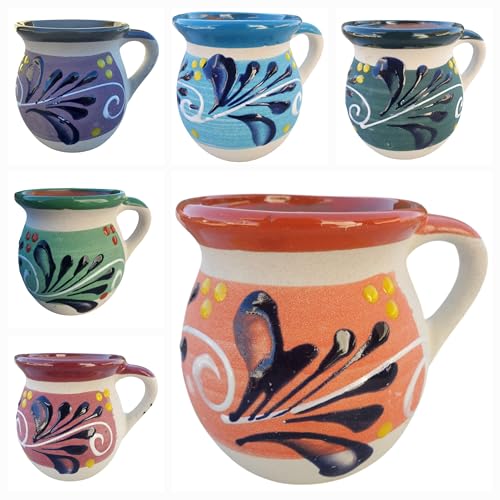 Hand-Painted Mexican Clay Mugs, Floral Ceramic Coffee Cups, Artisanal Handmade Talavera Jarritos (Single, Mixed)