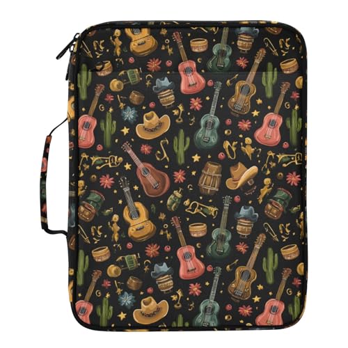 Classeur à 3 anneaux extensible grand format 500 feuilles imprimé guitare acoustique
