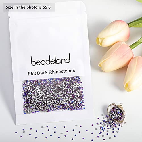 Image of Beadsland 1440pcs Flat Back Crystal Rhinestones Round Gems for Nail Art and Craft Glue Fix, Purple Velvet,SS6,1.9-2.1mm