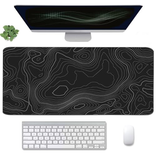 Image of Topographic Mouse Pad, Extended Gaming (35.4x15.7 in), Desk Mat Laptop Waterproof Decor Writing for Work, Game, Office, Home - Topographic Contour
