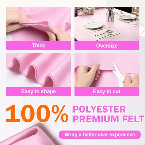 Image of XSEINO Baby Pink Large Felt Fabric 36 inch X 36 inch(1 Square Yard), 1.4 mm Thick Soft Felt Fabric Sheet for Crafts, Pink Series Colors Soft Nonwoven Fabric, Fit for Decoration, Sewing, DIY Crafts