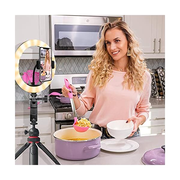 PLEASION ringlicht mit stativ Handy, 10 " Selfie Ringleuchte mit Fernbedienung, 3 Farbe und 10 Helligkeitsstufen Ring Light Für Selfie /YouTube /Tiktok Videoaufnahmen/Live-Stream/Makeup/Vlog – Bild 7