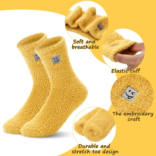 10 Pairs Soft Fuzzy Socks Bulk for Women Cozy Fluffy Sleeping Slipper Sock with Embroidery Pattern Winter Warm Gift3
