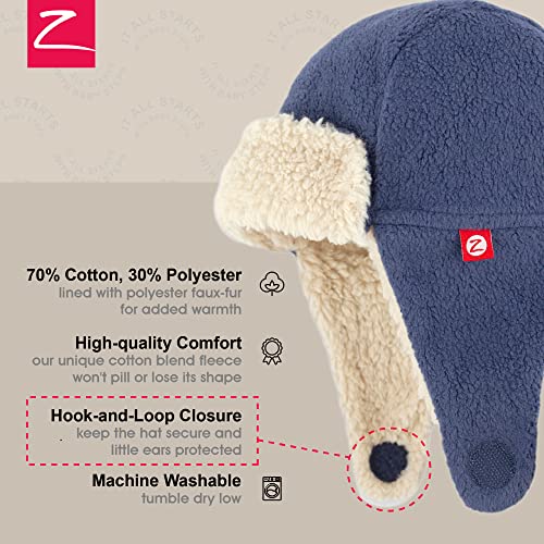 Zutano Cozie Fleece Unisex Toddler And Baby Trapper Hat, Cold-Weather Hat For Little Boys And Girls, Denim Navy, 6 Months #TOP2