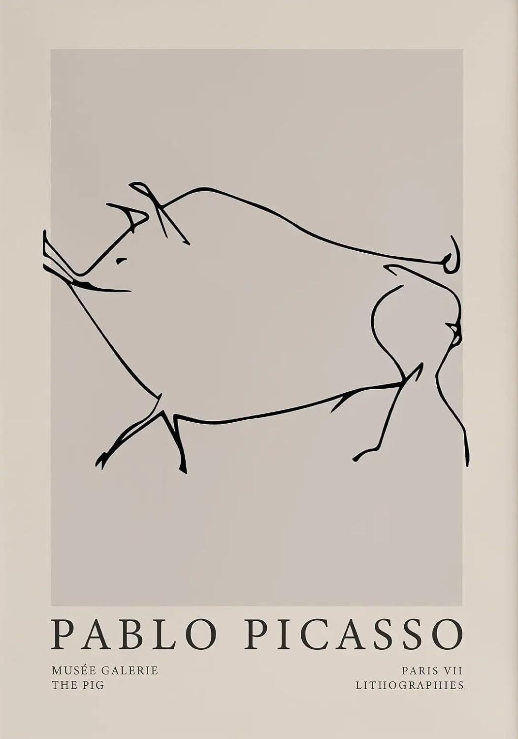 ZZYGGN GMGSW The Pig by Pablo Picasso Canvas Poster Vintage Wall Art Minimalist Painting Pablo Picasso Prints for Bedroom Picture Decor 40x50cmx1 Frameless