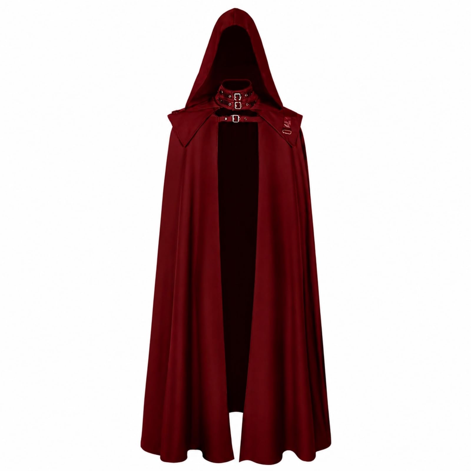 Capa con Capucha Unisex Metalizado, Capa exnsa con Hebillas, Elegan, Ropa, para Festivales Góticos, Cosplayers, Actores, Rojo, XXL