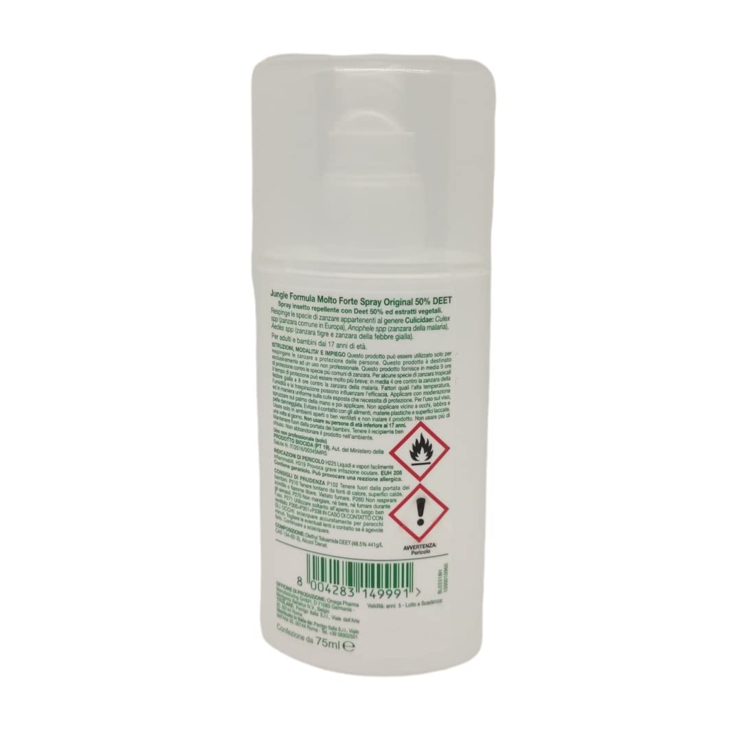 6 x JUNGLE FÓRMULA Repelente Pulsera antimosquito Spray Muy brillante Fuerte 75Ml