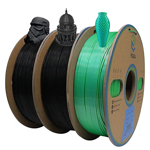 YOUSU 3D Printer Filament Bundle 3KG, Black+Black+Dual Color Green/Blue MultipleColors PLA Plus...