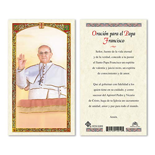 Oracion para el Papa Francisco Laminated Prayer Cards - Pack of 25- in Spanish Espanol