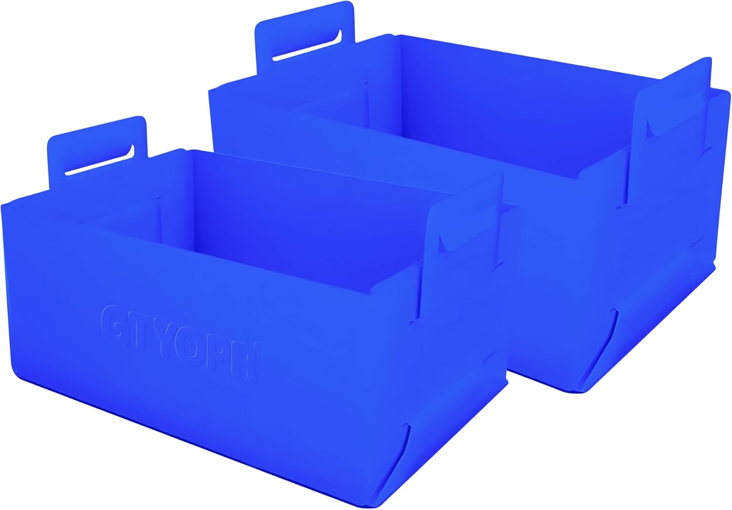 Easy Folding Storage Box, 30L Foldable Cargo Storage Area with Handle - Towels, Books, Fabrics, Office Woven Basket, Baby Laundry Room, Trunk Organizer for Suv Transparent Blue (2 pieces)