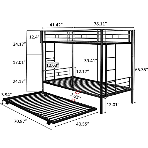 CALABASH-Twin-Over-Twin-Metal-Bunk-Bed-with-Trundle-Heavy-Duty-Bunk-Beds-Frame-with-2-Side-Ladders-Convertible-Bunkbed-with-Safety-Guard-RailsNo-Box-Spring-Needed-Black