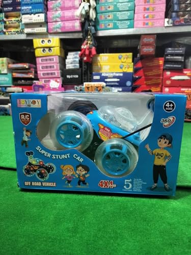 Image of 360 Rotating & Rolling Big Stunt Car Toy with USB Cable & Remote Controller with Demo Feature Rechargeable 5 Functions | Multicolor, Power Source: Lithium Battery in Car (Included)-New