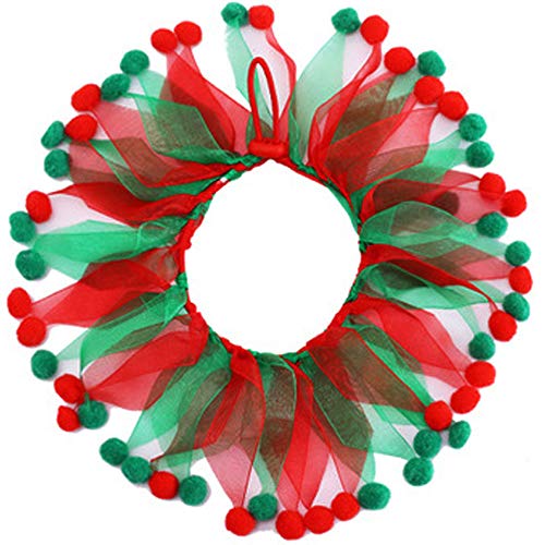 Christmas Pet Collar Ornaments Red Green Collar Adjustable Holiday Dress for Cat and Dog (L(45CM))