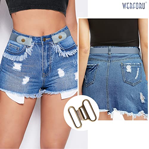 Image of WERFORU No Buckle Stretch Belt for Women and Men Elastic Waist Belt up to 72 Inches for Jeans Pants