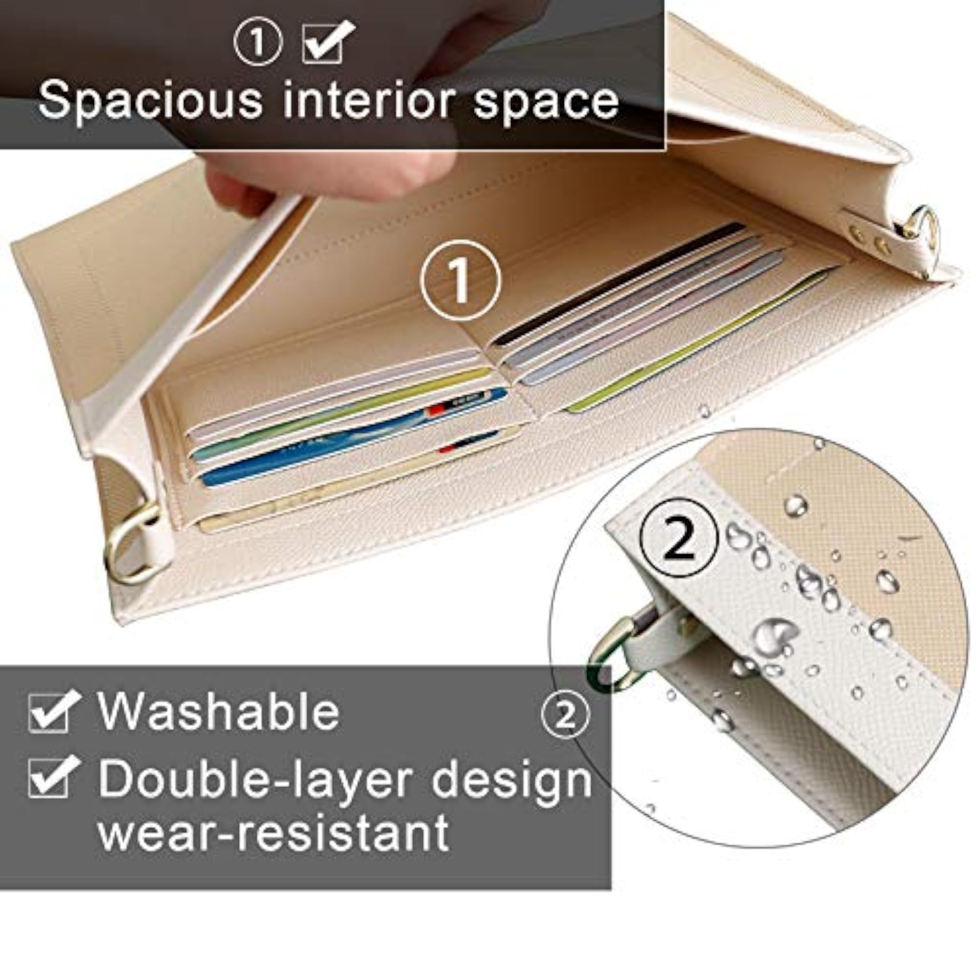 Premium Leather Purse Insert Organizer Compatible with LV Toiletry Pouch