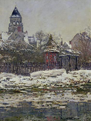 Impression sur toile Monet l'église de Vétheuil 60x90cm tableau salon