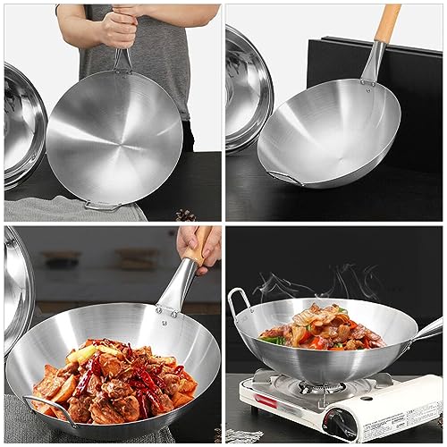 Wok Tradicional de Acero Inoxidable con Mango de Madera miniatura 4