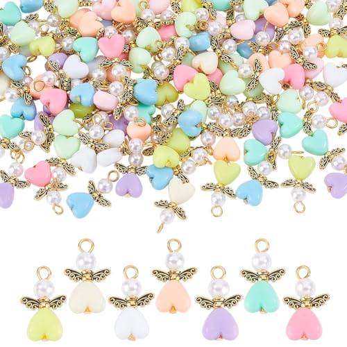 Pendentifs en acrylique ange doré vieilli par 100 pour loisirs créatifs