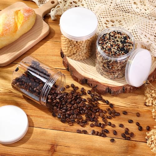 Image of Patelai 4 Pcs Plastic Jars Wide Mouth with Lids,16 Ounce,Clear | Travel Size for Creams Oils, Clear Round Storage Cosmetics Containers, Leak Proof Screw on Lids for Makeup Beauty DIY