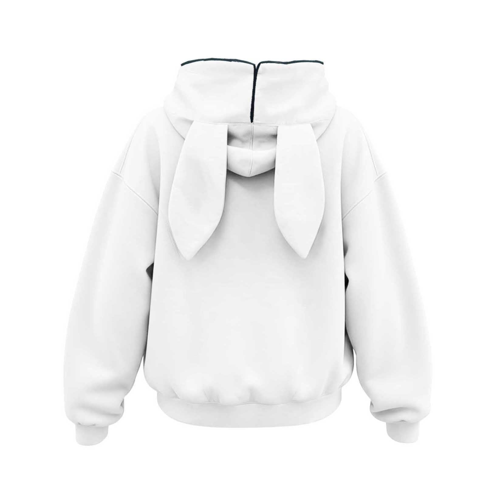 Sudadera con Capucha y Cremallera para niñas con Orejas de Conejo, Color Liso, de Felpa, Estilo Casual, Manga Larga, para niñas pequeñas.