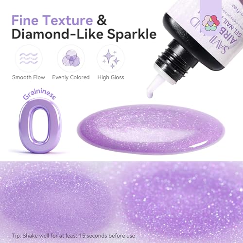 Image of SAVILAND Shimmer Airbrush Gel Nail Polish Dilution Free: 20ml Hema & Acetone Free Opal Symphony Pastel Collection 6 Colors Fine Mist Spray for Ombre Aura & French Nail Art Salon Airbrush Paint Set
