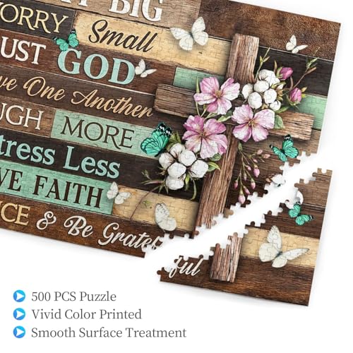 Puzzles Christian de Madera y 500 Piezas para Adultos con Tema Religioso y Cruz miniatura 2