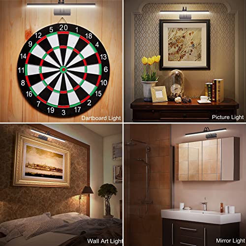 Funchday Picture Light Wireless, Rechargeable Battery Operated Painting Light With Remote, Dimmable 48 Led Art Lighting, 16" Picture Lights For Wall Paintings,Gallery Display,Dartboard (Bronze) #TOP1