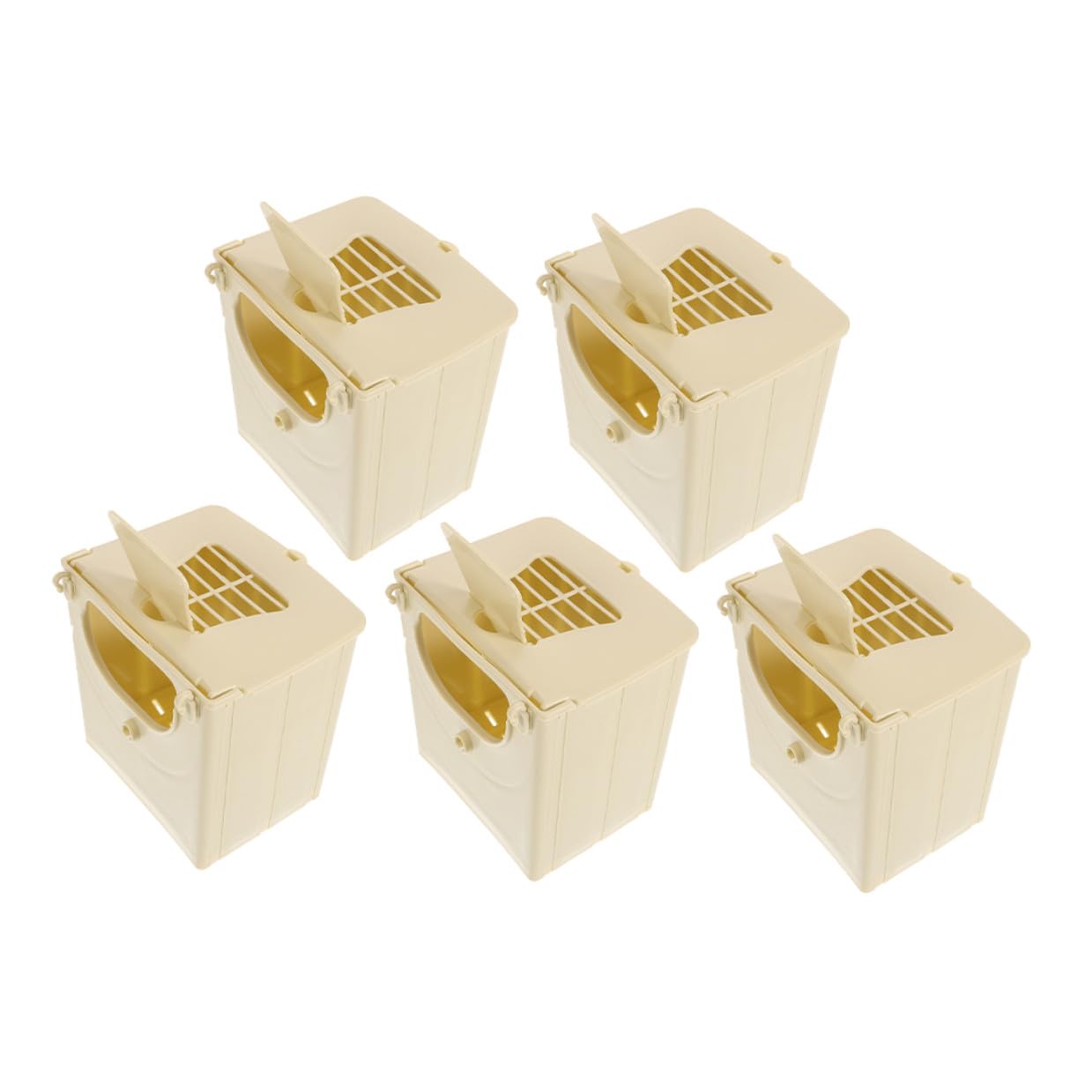 Caja Nido para Periquitos 5 Piezas de Plástico Resistente, Pequeña Casa para Pájaros, Nido de Cría para Loros y Aves Pequeñas, Fácil de Limpiar para Jaulas de Pájaros Interior