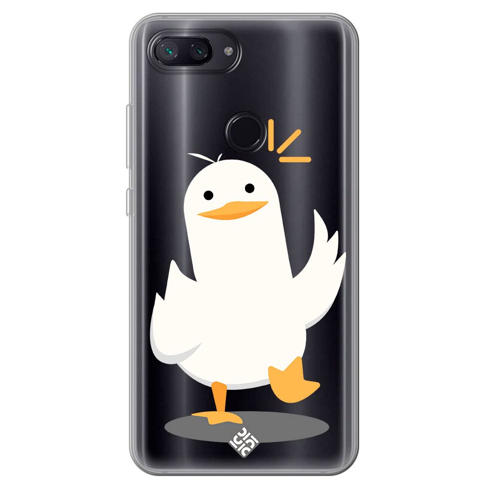 Movilshop Case for [ Xiaomi Mi 8 Lite ] Authentic Drawing [ Walking Duck ] Transparent Flexible Silicone Case Cover Gel for Smartphone