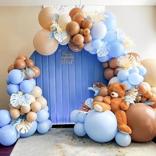 Image of Voircoloria 90pack Light Blue Balloons Different Size 18 /12 /10 /5 Inch Baby Blue Balloon Garland Arch Kit for Boys Girls Birthday Party, Baby Shower, Wedding, Gender Reveal, Baby Shower Decorations