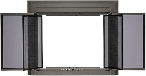 Miniatura 4 de UniFlame - Logan - Puertas de chimenea estilo gabinete con vidrio templado ahumado (color plomizo, tamaño grande - se adapta a aperturas de 36 a 43