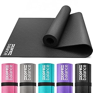 Core Balance Yoga Mat, Thick Foam 6mm, Non Slip, Exercise Fitness Gym, Compact Lightweight With Carry Strap