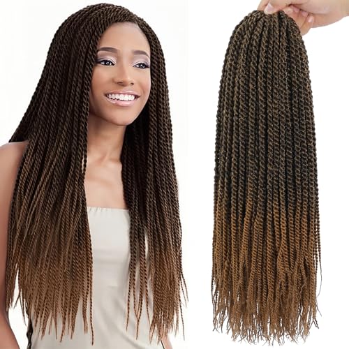Crochet Braids Senegalese Twist Crochet Hair 7 Packs Pre Looped Micro Senegalese Twist Braiding Hair Ombre Crochet Braids for Women (18inch, T30)