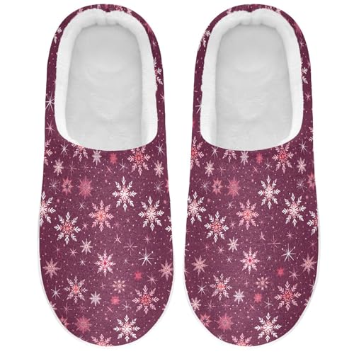 Fuzzy Memory Foam Slippers for Women/Men Snowflakes Pattern Fluffy Winter House Shoes Indoor and Outdoor2